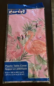 Party! Pink Flamingo Fun Colorful Lightweight Plastic Table Cover 54" x 108" NEW - Picture 1 of 4