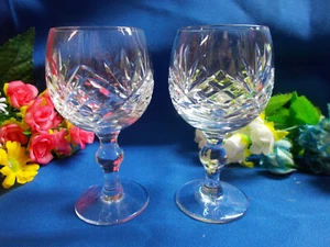 LOVELY CRYSTAL BOHEMIA WINE GLASSES FLORAL / DIAMOND CUT NICE STEM 12 cm H # 852 - Picture 1 of 12