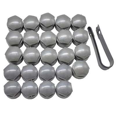 For Audi A4 A6 Q3 Q5 Lug Nut Cover Kit Car Wheel Nuts Center Hub Caps Gray 25mm; - Image 1 of 4