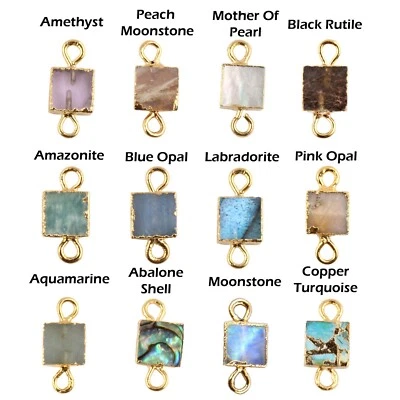 Mezcla de losa cuadrada de 6 mm enchapada en oro hágalo usted mismo dijes conectores colgantes Foto 1 de 4