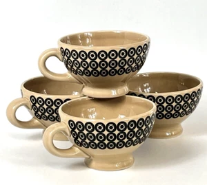 Broste Copenhagen Latte Coffee Tea Cups Set of 4 Almond w/ Black Design - Picture 1 of 6