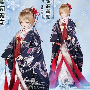 BJD Doll Clothes Dragon pattern oiran Japanese kimono 1/4 1/3 1/6MSD DDDY Yukata - Bild 1 von 12