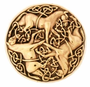 Broche de caballos Bonna de fibra celta símbolo de bronce joyería - NUEVO - Imagen 1 de 1
