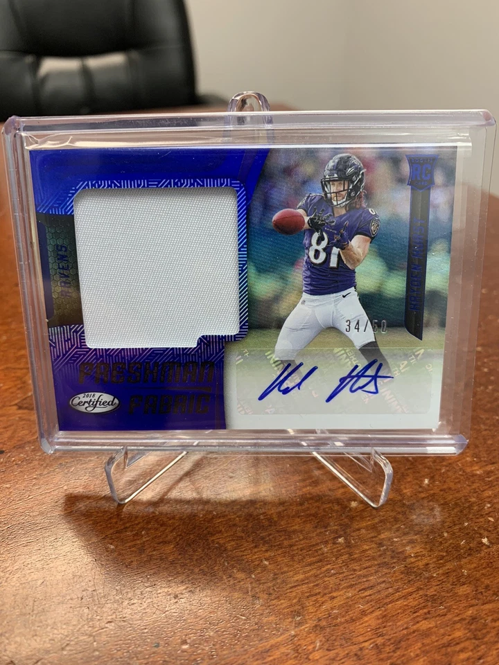 Hayden Hurst 2018 Panini Certified Freshman Fabric RC Auto Patch RPA  /50 - Image 1 of 2