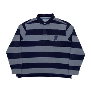 TU Rugby Shirt Mens Size 2XL Navy Grey Striped Collared Sweatshirt - Picture 1 of 24