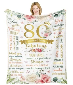80th Birthday Gifts for Women/Men Blanket 60x50in 80 Year Old Birthday Gifts ... - Picture 1 of 7