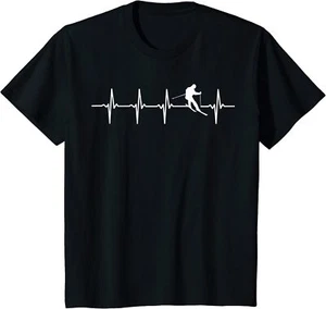 Skiing Ski Heartbeat Sport Gift Skiers Mountain Sport Youth Unisex T-shirt - Picture 1 of 5