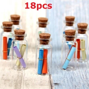 18 Stück 10ml Mini Glasflaschen Wunsch Flaschen mit Korken klein Glasfläschchen - Bild 1 von 5