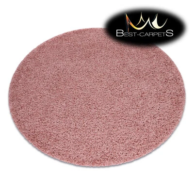 Amazing Modern Rug shaggy "SOFFI" 5cm, circle, single-colour, PINK High Quality - Image 1 of 4