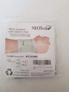 Soporte de muñeca Neotech Care con almohadilla de silicio, talla M, gris verde neón - Imagen 1 de 3