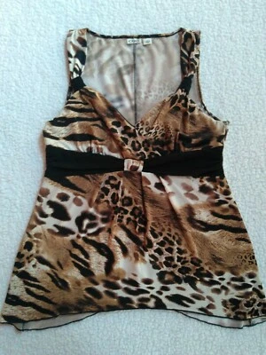 Camiseta de mujer CATO suéter elástico mafia esposa camiseta sin mangas estampado animal talla L Foto 1 de 4