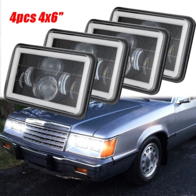 适用于雪佛兰 Monte Carlo SS LS 1981 1986 4 件 4x6 英寸 LED 车头灯 高低光束 — 第 1/4 张图片