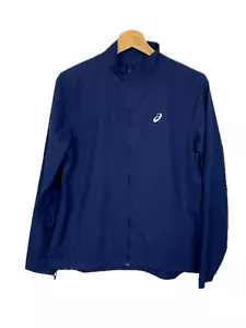 Asics Running Jacket Small Navy Blue Core Wind Rain Resistant Breathable Walking - Picture 1 of 12