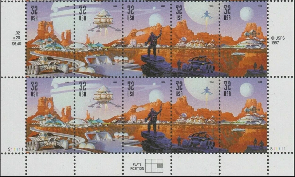 US #3238-3242 MNH Plate Block 1998 Space Discovery Moon Astronaut [Bot S11111] - Image 1 of 1