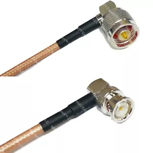 RG142 Silber N STECKER WINKEL auf BNC STECKER WINKEL Koaxial RF Kabel USA Lot - Bild 1 von 1