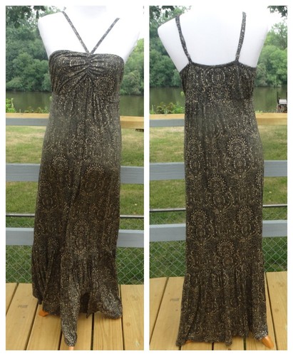 Maxi abito Michael Kors taglia MEDIA orlo arricciato cinturino sottile lyocell