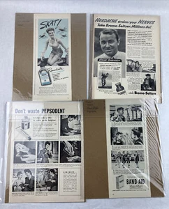 Lot of 4 Vintage Medicine Collectible Ads Skat Bromo-Seltzer Johnson & Johnson - Picture 1 of 3