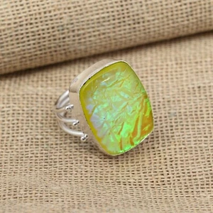 Yellow Triplet Opal Gemstone Handmade 925 Sterling Silver Ring Jewelry - Picture 1 of 4