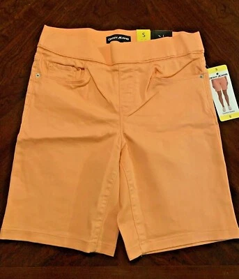 Pantalones cortos bermudas DKNY Jeans cómodos para mujer, rosa (salmón), talla pequeña Foto 1 de 4