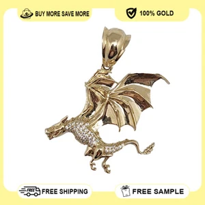 14K Yellow Gold 3D Dragon Pendant - Picture 1 of 5