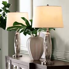 Carol Modern Table Lamps 28" Tall Set of 2 Mercury Glass Tapered Shade Bedroom