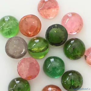 Natürlicher Multi-Turmalin 7 mm und 10 mm mehrfarbig runder Cabochon loser Edelstein - Bild 1 von 8