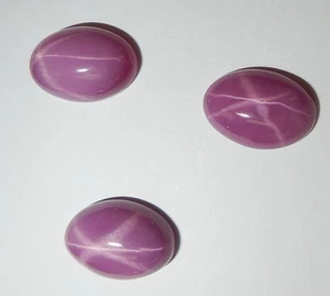 Opaque Star Ruby Oval 13x9 mm Cabochon 6 Rayed Lab-created Stone 3 pieces Lot - Picture 1 of 8