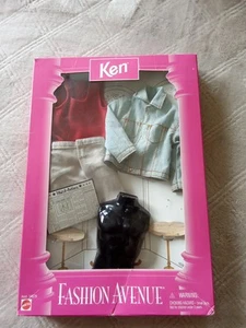 Barbie/Ken Fashion Avenue Jean Jacket/Red Tank Top/Tan Walking Shorts Bonus BOX - Picture 1 of 11