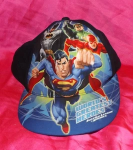 🔥 JUSTICE LEAGUE WORLD'S GREATEST HEROES ADJUSTABLE BASEBALL CAP ADULT HAT - Picture 1 of 2
