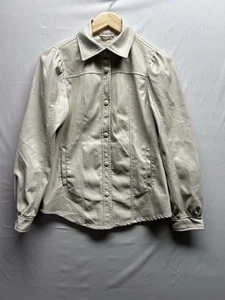 Blank NYC Women’s XS Puff Sleeve Faux Leather Shirt Jacket Cream - Picture 1 of 9
