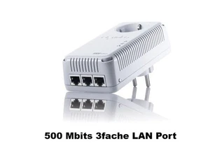 devolo dLAN 500 AVtriple+ Powerline Netzwerkadapter Adapter 3 LAN Ports 500 Mbps - Bild 1 von 3