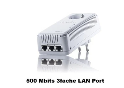 devolo dLAN 500 AVtriple+ Powerline Netzwerkadapter Adapter 3 LAN Ports 500 Mbps - Bild 1 von 3