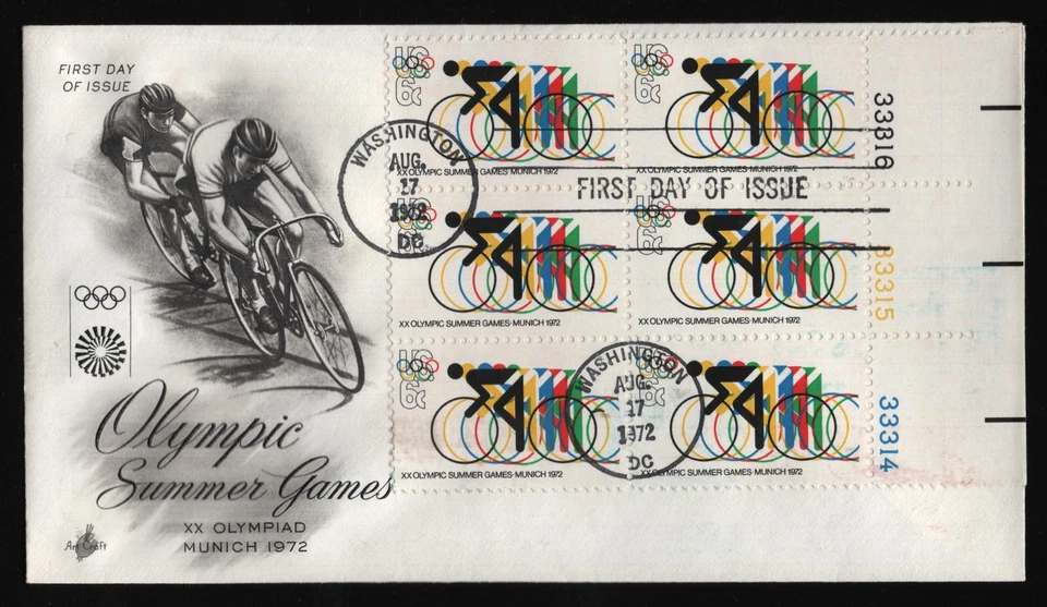 #1460 6c Ciclismo-Bloque de 6 con Placa #s, Artesanía [3] **CUALQUIER 5 = ENVÍO GRATUITO** Foto 1 de 1