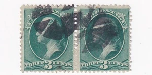 STAMP US SCOTT 158 "Washington" 3 CENT 1873 GREEN PF12. USED FANCY PAIR - Picture 1 of 1