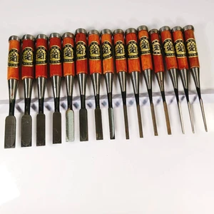 Japanese Chisel Nomi set of 15 KANE-SADA ┓定 2-18mm Chisels From Japan AH154T - Picture 1 of 15