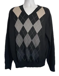 Banana Republic Sweater Black & Gray Argyle Luxury Blend Cashmere Blend Size XL - Picture 1 of 8