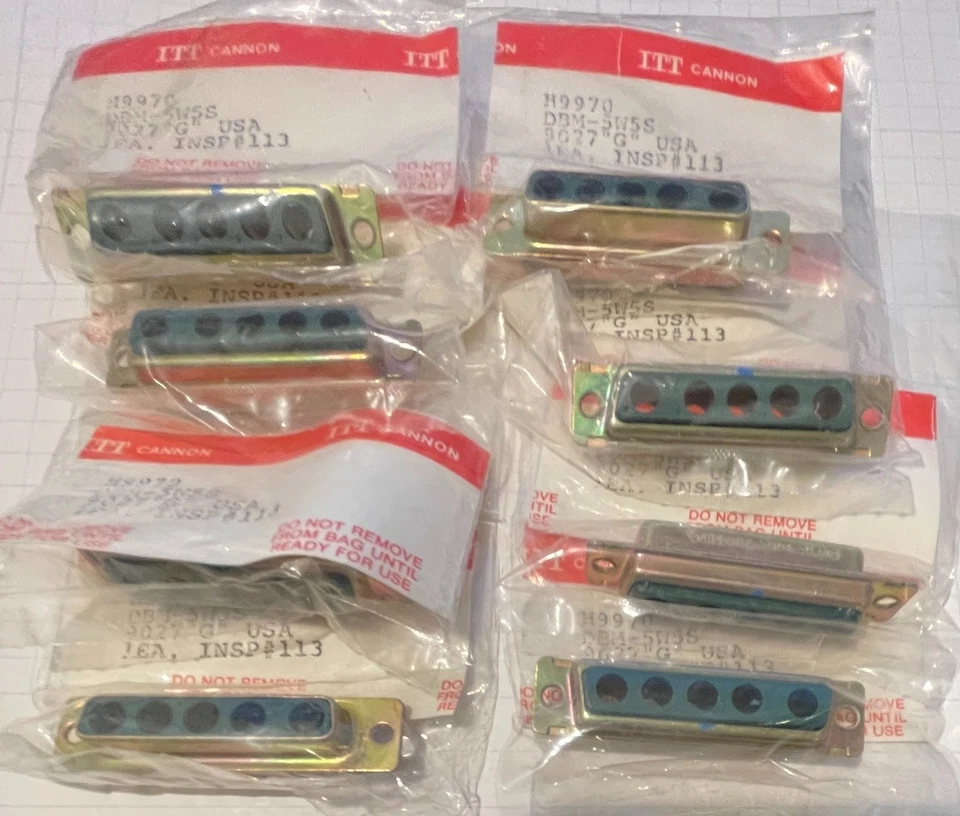 8 ITT Cannon DBM-5W5S Combo Connector D-Subminiature RCP 5 Contacts - Image 1 of 3