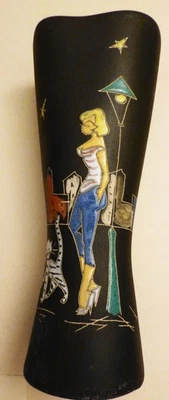 Ruscha Vase Paris Rockabilly, 50er Keramik Design, 24,5 cm gebraucht Kult! - Bild 1 von 4