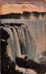 Cartolina d'epoca Horseshoe Falls Niagara da Goat Island HT Co - Foto 1 di 2