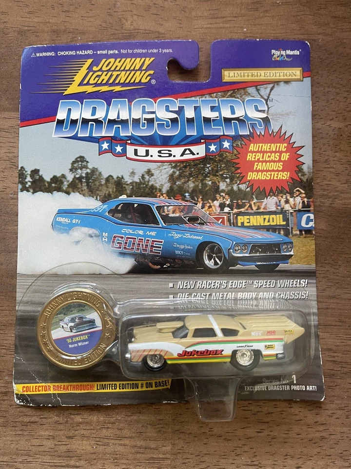 1995 Johnny Lightning драгстеры США NORMAL WIZNER музыкальный автомат 55 Chevy желтовато-коричневый 1 1/64 - Изображение 1 из 4