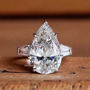 Bigger Pear Cut Diamond Ring 11.8 Ct IGI Lab Grown Fine 14K White God Engagement - Picture 1 of 17