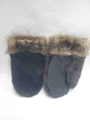 Mitones de piel de castor Alaska de cuero mediano para dama  Foto 1 de 4