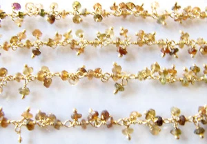 GOLD Tourmaline Cluster Germa Silver Vermeil Link Chain - Picture 1 of 1