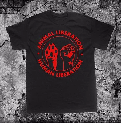 Human Animal Liberation Shirt ALF Front Rights Vegan Vegetarian Anarchy Earth - Image 1 of 4