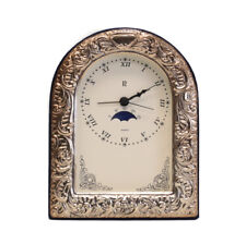 Italian Sterling Silver Desk or Vanity Clock Blue velvet back quartz movement