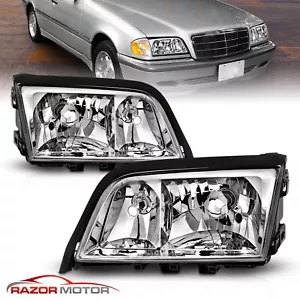 94-00 For Mercedes-Benz W202 C-Class 4DR Sedan Factory Style Chrome Headlights - Picture 1 of 7