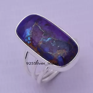 Lovely Purple Copper Turquoise Gemstone 925 Sterling Silver Handmade Ring ER-1 - Picture 1 of 6