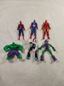 Marvel Superhero Action Figures Hulk Spider-Man Ghost Spider Iron Man Lot of 6 - Picture 1 of 16