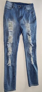 Shein Juniors Size 27x28 Skinny Distressed/Ripped/Holes Denim Jeans Stretch - Picture 1 of 6