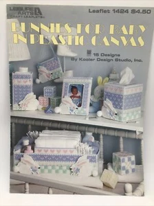 Vintage(1992)Leisure Arts Craft Leaflets Bunnies For Baby In Plastic Canvas 1424 - Picture 1 of 7